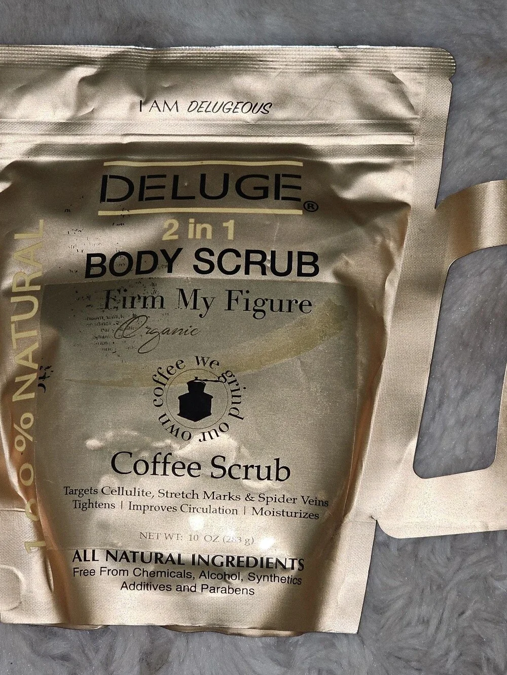 Deluge Organic Coffee Body and Face Scrub Natural, stretch marks, cellulite 10oz